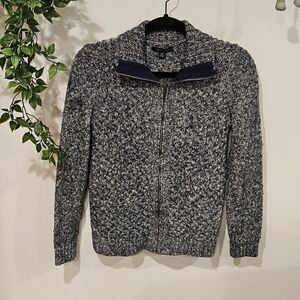 TOMMY HILFIGER Women’s Size Small  Sweater Cardigan Chunky Knit Full Zip Grey